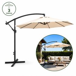 SOMBRILLA PARASOL COLGANTE BEIGE 3 METROS DONNA GARDEN DG1003