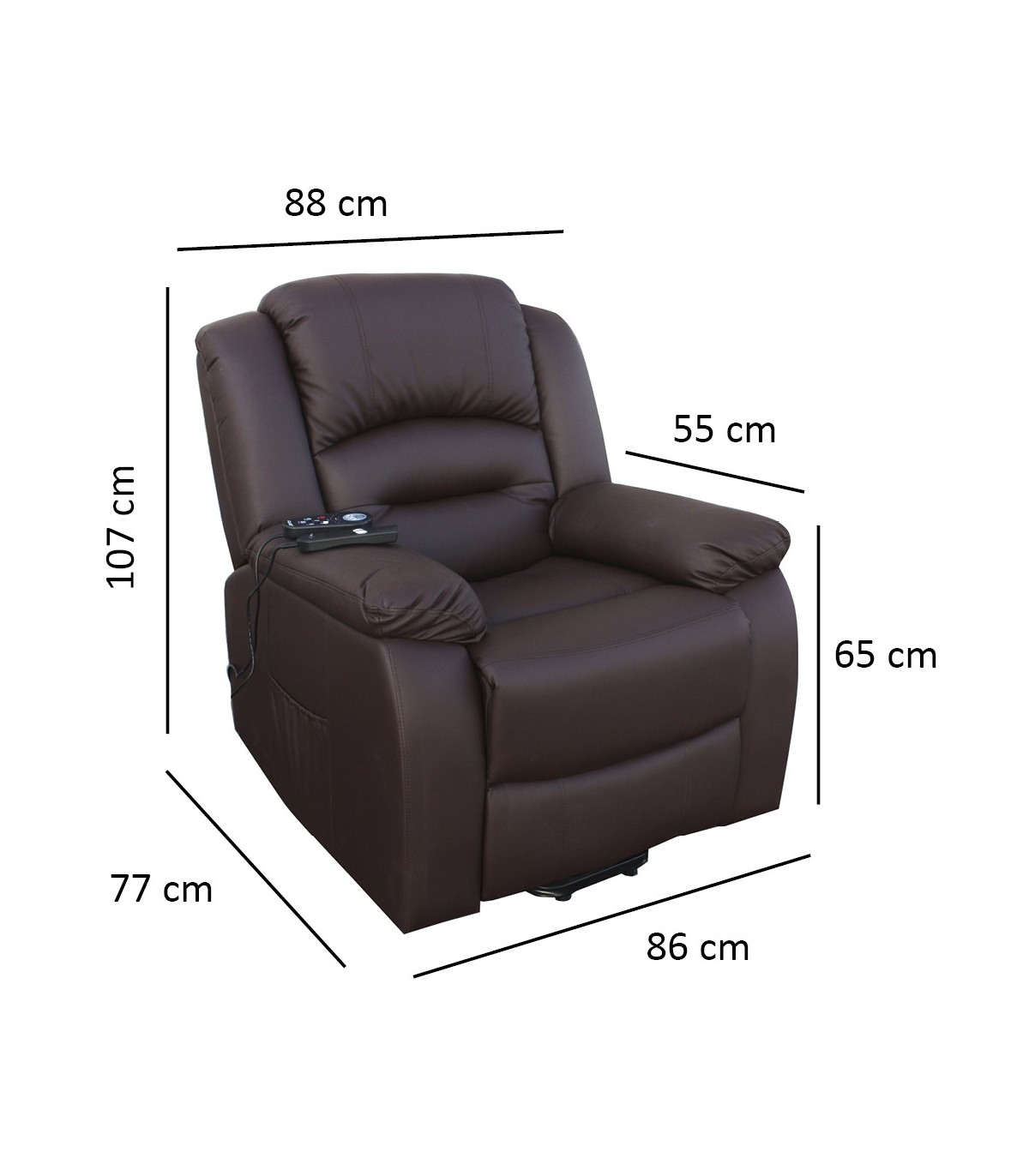 SILLON MAXIMUM PLUS LEVANTAPERSONA Y MASAJE USB RECLINABLE CALOR LUMBAR MARRON CHOCOLATE ECO-DE ECO-8198UP - Imagen 8