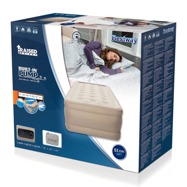 CAMA AIRE ESSEN INDIVIDUAL FORTECH CON INFLADOR ELECTRICO BESTWAY 630229 - Imagen 5