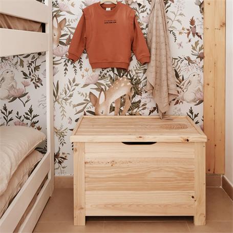 Baúl de almacenaje de madera de pino con patas cuadradas 48x70x40cm