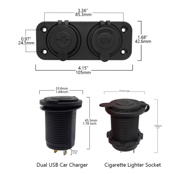 TOMA DE CORRIENTE CARGADOR USB DUAL 12V TOMADUAL12V - Imagen 3
