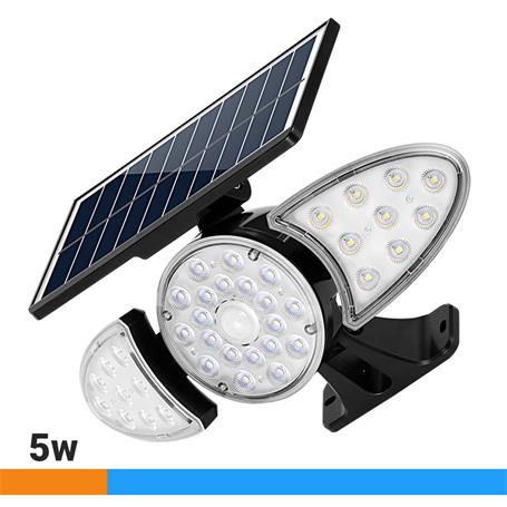 Iluminación Eficiente y Autosuficiente: Foco LED 300 y Panel Solar con  Cable de 5M