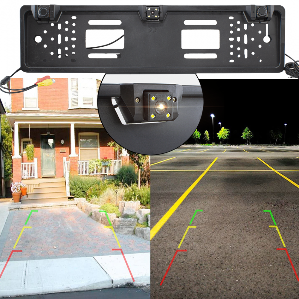 🚗 Marco portamatrículas para coche con cámara de visión trasera integrada  (con visión nocturna) ✓