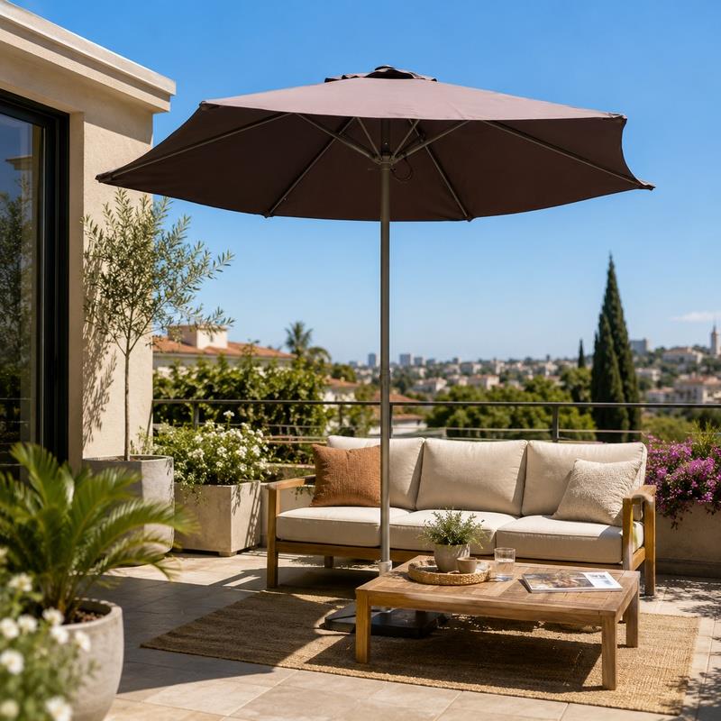 SOMBRILLA PARASOL ACERO MARRON 2.10 METROS DONNA GARDEN DG1325 - Imagen 5