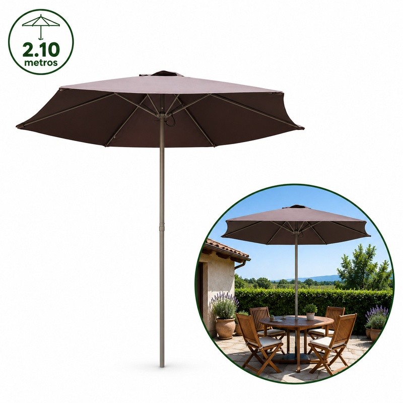 SOMBRILLA PARASOL ACERO MARRON 2.10 METROS DONNA GARDEN DG1325 SOMBRILLAS PARASOLES COLGANTES SOMBRILLA PARA TERRAZA SOMBRILLAS PARA JARDINES