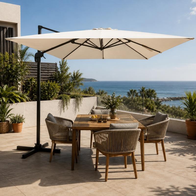 SOMBRILLA PARASOL COLGANTE BEIGE 3X3.5 METROS DONNA GARDEN DG1331 - Imagen 6