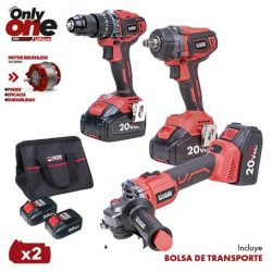 PACK 20V RADIAL + TALADRO + LLAVE IMPACTO + (2X4AH) ONLY ONE AICER AC1670