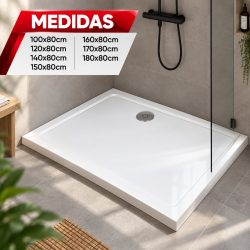 PLATO DUCHA RECTANGULAR LIGERO CARGA MINERAL BLANCO BENOTTI