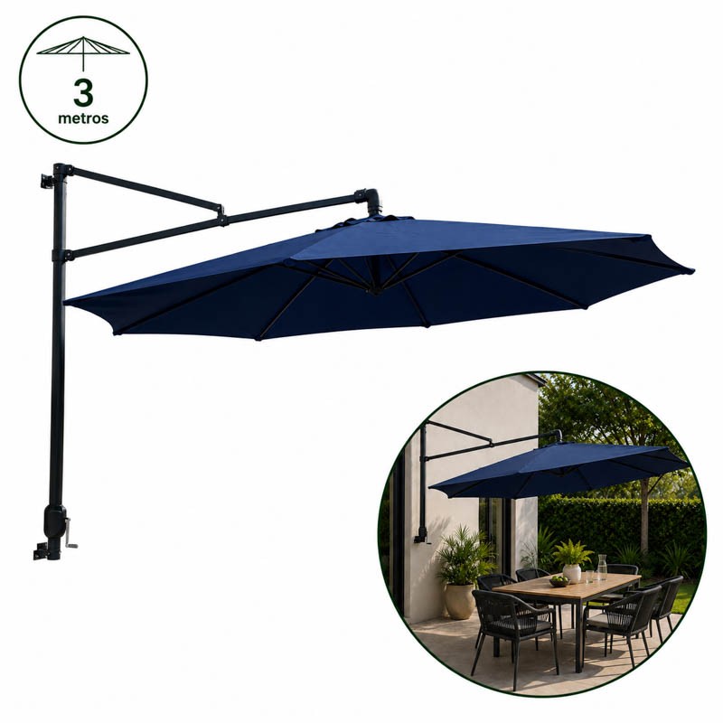 PARASOL DE PARED AZUL 3 METROS DONNA GARDEN DG1379 SOMBRILLAS PARASOLES COLGANTES SOMBRILLA PARA TERRAZA SOMBRILLAS PARA JARDINES