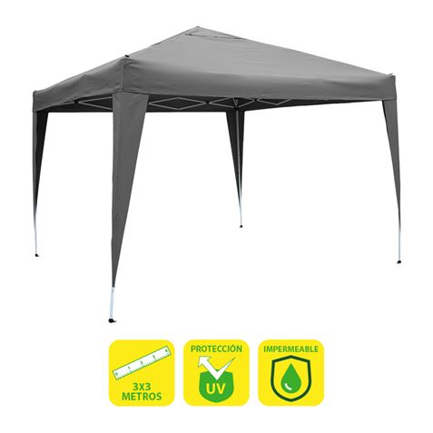 CARPA PLEGABLE ACERO 3X3 METROS GRIS SUNGARDEN SG0016 CARPA CARPAS CENADOR CENADORES TOLDO TOLDOS CARPAS PLEGABLES
