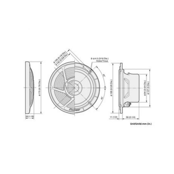 ALTAVOCES MARINO DE DOBLE CONO 16CM 100W PIONEER TSMR1600 - Imagen 2