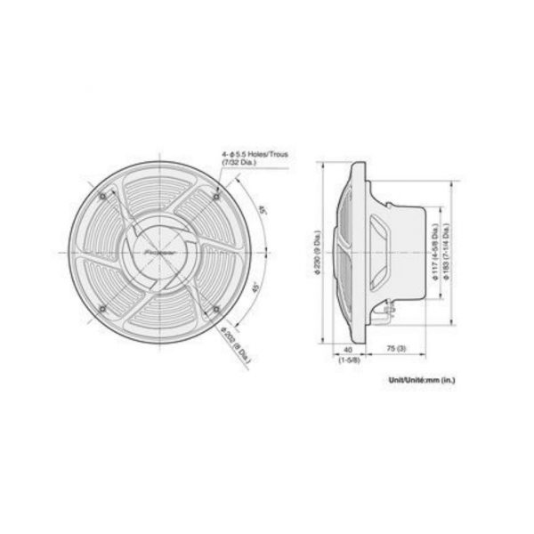 ALTAVOCES MARINOS 2 VIAS 20CM 200W PIONEER TSMR2040 - Imagen 2
