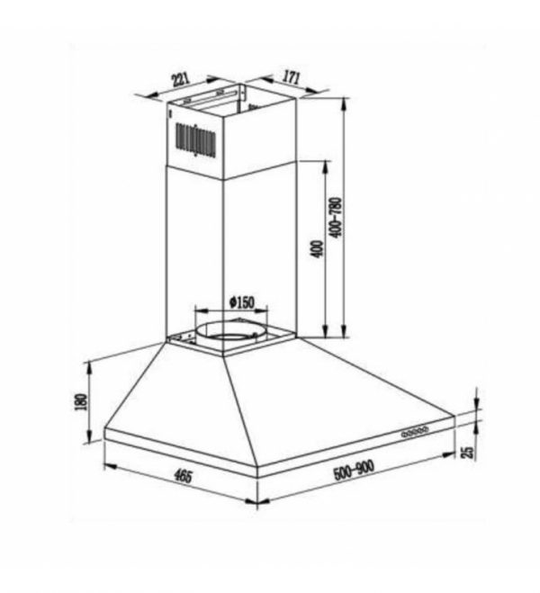 CAMPANA DECORATIVA DE PARED INOX CORBERO CCSD655022PD - Imagen 2