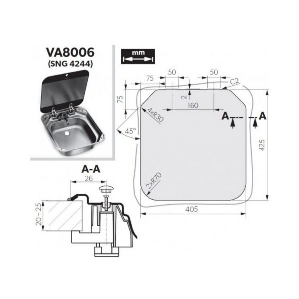 FREGADERO CON TAPA SENO DOMETIC VA8006 DOMETIC 180411 - Imagen 3