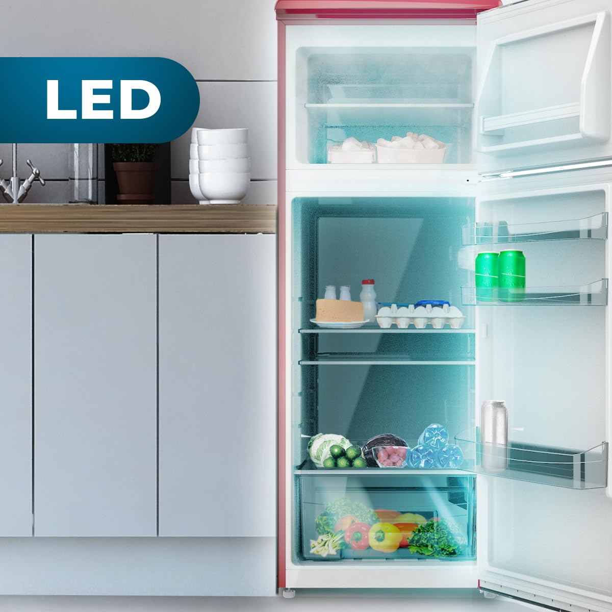 FRIGORIFICO RETRO DOS PUERTAS 215L BOLERO COOLMARKET RED CECOTEC 02751 - Imagen 2