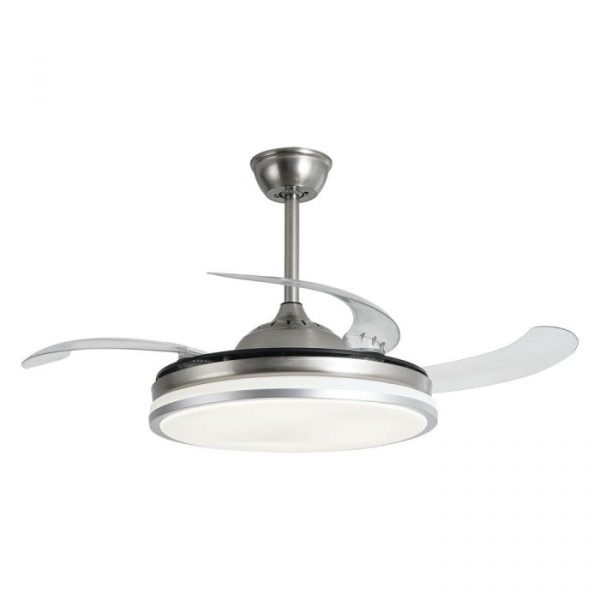 VENTILADOR DE TECHO DC CROMADO LUZ LED 4 ASPAS RETRACTIL KÜKEN 34811