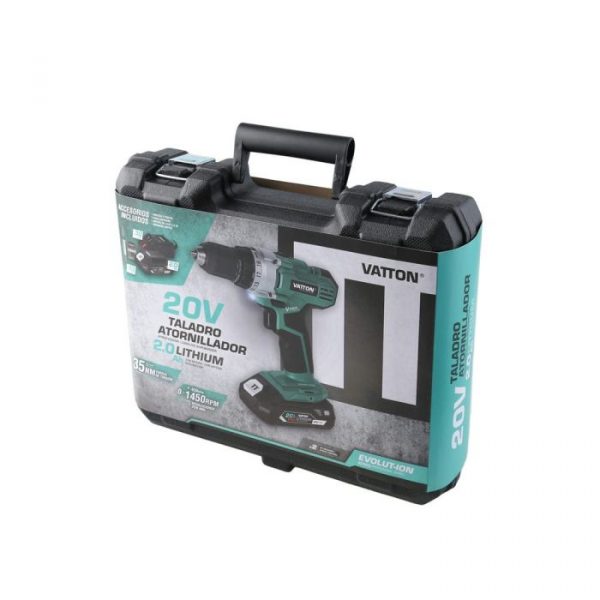 TALADRO ATORNILLADOR 20V 1 BATERIA 2.0AH VATTON - Imagen 2