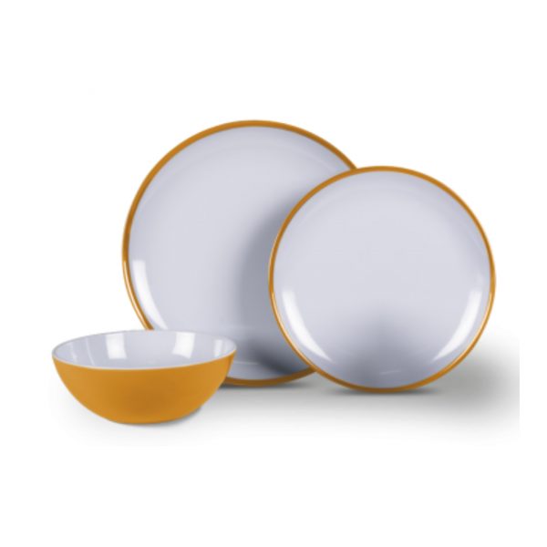 JUEGO DE VAJILLA DE MELAMINA 12 PIEZAS SUNSET YELLOW 102253