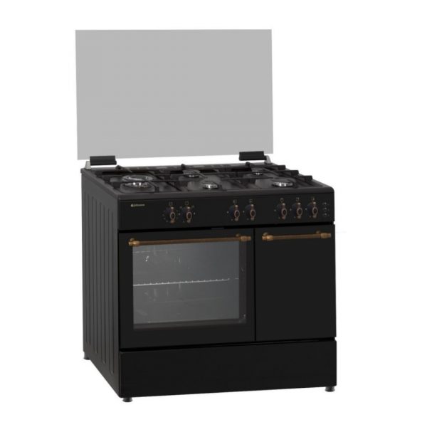 COCINA DE GAS 5 ZONAS 90CM RUSTICA NEGRA C/PORTABOMBONA JOHNSON COCI90PBRN - Imagen 2