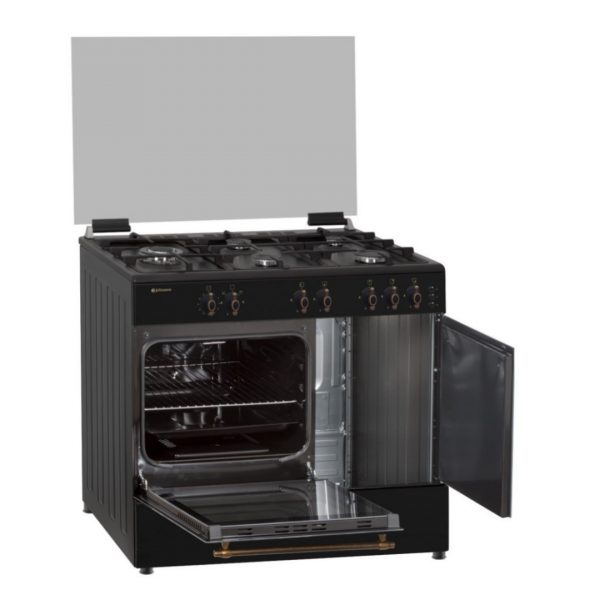 COCINA DE GAS 5 ZONAS 90CM RUSTICA NEGRA C/PORTABOMBONA JOHNSON COCI90PBRN - Imagen 3