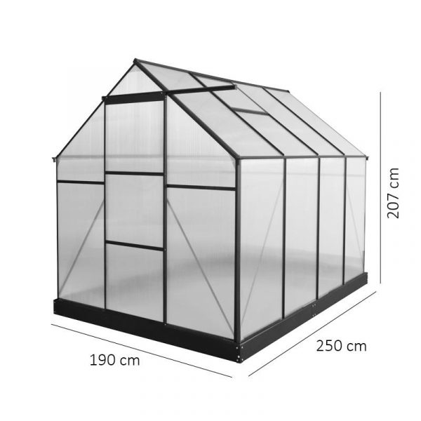 INVERNADERO DE ALUMINIO Y POLICARBONATO 250x190x207CM (4.8M2) AIRMEC AM131524 - Imagen 6