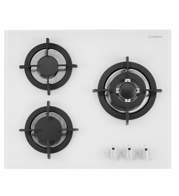 PLACA CRISTAL DE GAS 3 FUEGOS BLANCA CORBERO CPCGY2313W