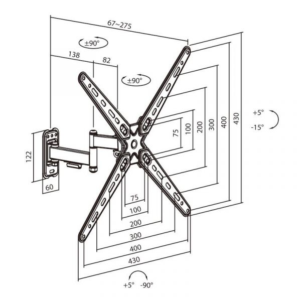 SOPORTE DE TELEVISION EXTENSIBLE 13-55" LARRYHOUSE LH2144 - Imagen 3