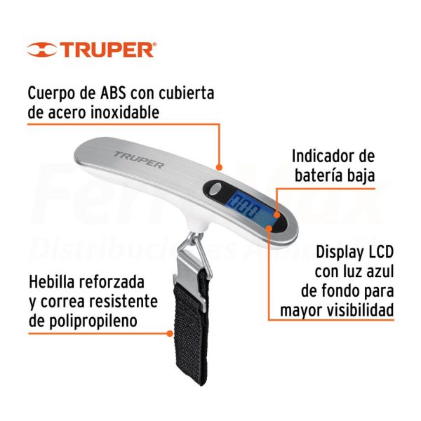 BASCULA ELECTRONICA PESA EQUIPAJE 50KG TRUPER 100787 - Imagen 3