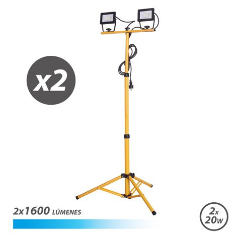 FOCO LED TRIPODE 2 X 20W 6500K ELBAT EB0558 FOCOS CON TRIPODES