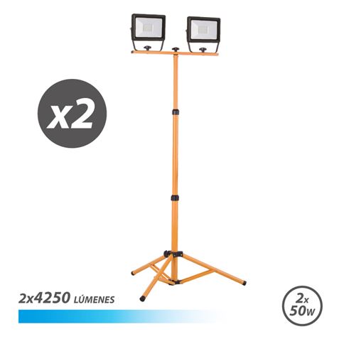 FOCO LED TRIPODE 2 X 50W 6500K ELBAT EB0559 FOCOS CON TRIPODES