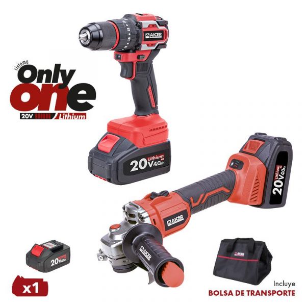 PACK RADIAL + TALADRO 20V ONLY ONE (1X 4.0 AH) AICER AC1731