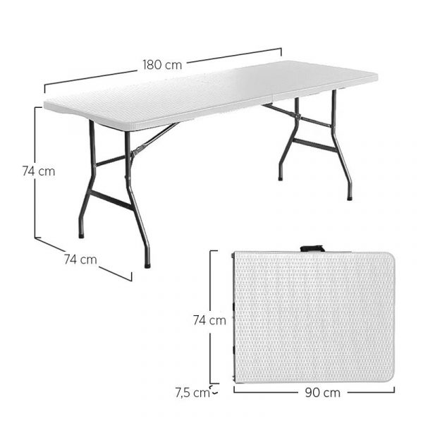 MESA DE RESINA PLEGABLE RATAN 180X74X74CM 4.0CM DONNA GARDEN DG1401 - Imagen 5