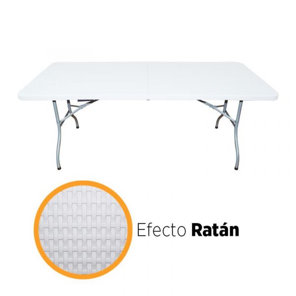 MESA DE RESINA PLEGABLE RATAN 180X74X74CM 4.0CM DONNA GARDEN DG1401