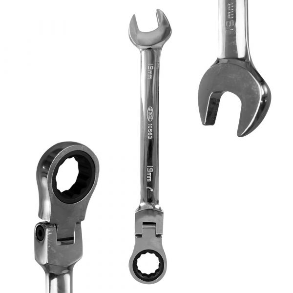 JUEGO DE 12 LLAVES COMBINADAS DE TRINQUETE DE CABEZA FLEXIBLE JBM 659097 - Imagen 2