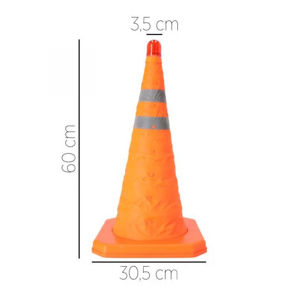 CONO DE SEÑALIZACION PLEGABLE CON LUZ 60CM PAMACON PM1744 - Imagen 2