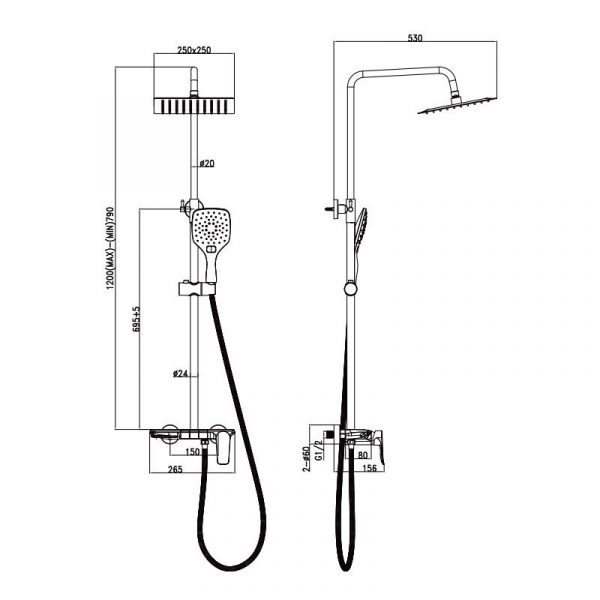 COLUMNA DE DUCHA SERIE ARIEL BENOTTI BT2838 - Imagen 3