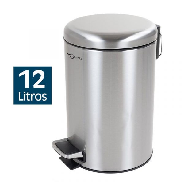 PAPELERA DE BAÑO INOX MATE 12 LITROS BENOTTI BT2842