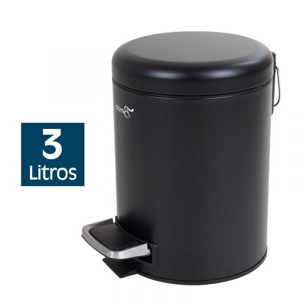 PAPELERA DE BAÑO NEGRA 3 LITROS BENOTTI BT2844