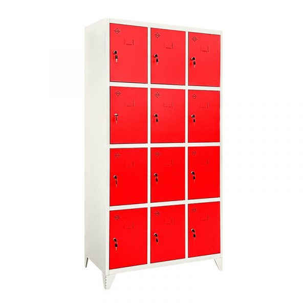 CASILLERO CON PATAS METALICO ROJO 12 PUERTAS 1900X1000X500MM AIRMEC AM131566 - Imagen 2