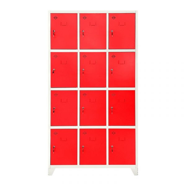 CASILLERO CON PATAS METALICO ROJO 12 PUERTAS 1900X1000X500MM AIRMEC AM131566