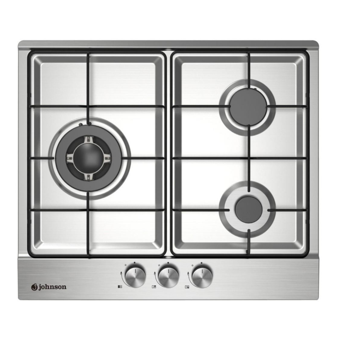 PLACA DE GAS INOX 3 FUEGOS JOHNSON JAMA3BX1 PLACA DE GAS DE ACERO ENCIMERA DE GAS