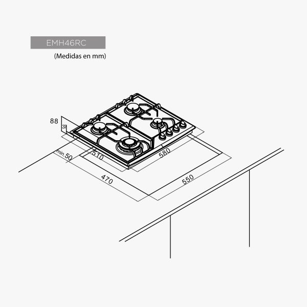 PLACA DE GAS RUSTICA CREMA 4 FUEGOS EAS ELECTRIC EMH46RC - Imagen 2