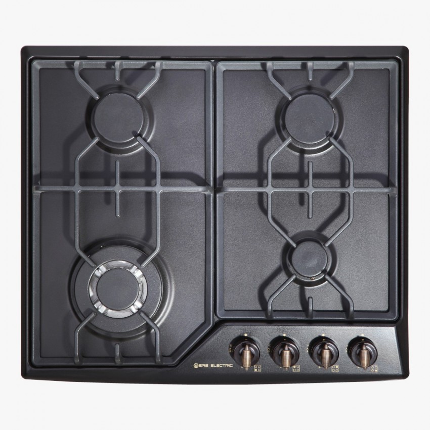 PLACA DE GAS RUSTICA NEGRA 4 FUEGOS EAS ELECTRIC EMH46RN
