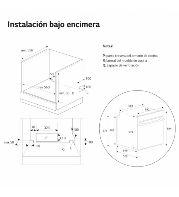 HORNO INTEGRABLE ELECTRICO ACERO NEGRO MATE LG WSED7612B - Imagen 2
