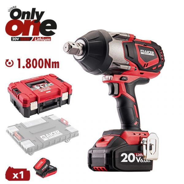 LLAVE IMPACTO 20V 1.800NM ONLY ONE (1X 6.0AH) AICER AC1774