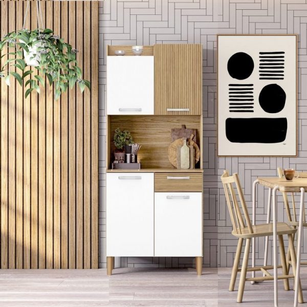 MUEBLE AUXILIAR COCINA 4 PUERTAS 1 CAJON ROBLE-BLANCO EGAH0326VB