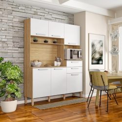 MUEBLE AUXILIAR COCINA DESPENSA 6P 2C 196X161X36CM ROBLE-BLANCO EGAH0327RB