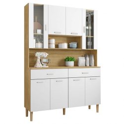 MUEBLE AUXILIAR COCINA 8 PUERTAS 171X121X35CM ROBLE-BLANCO GO.178