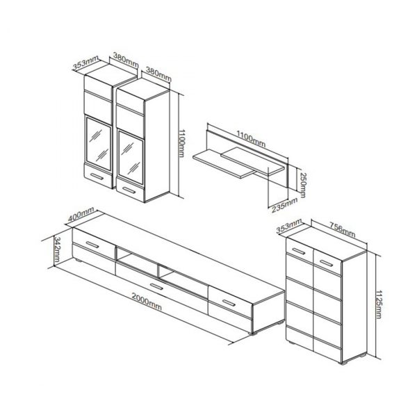 MUEBLE TV ALASKA COMPOSICION 2,8M C/BLANCO GB22100701C - Imagen 2