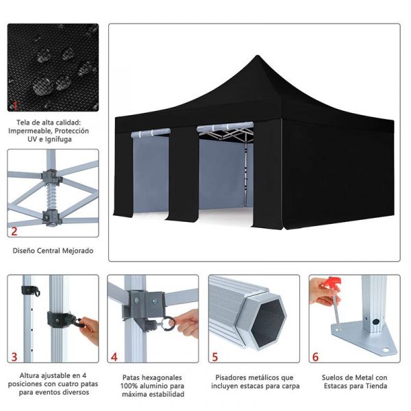 CARPA PROFESIONAL CON PAREDES HEX.50 NEGRA 5X5M DONNA GARDEN DG1433 - Imagen 4